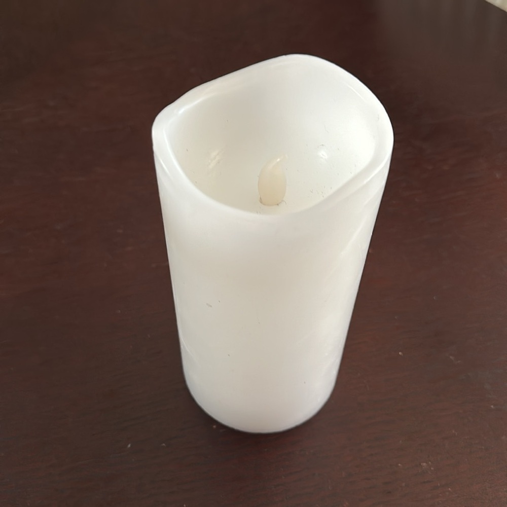 White real wax battery-operated candle